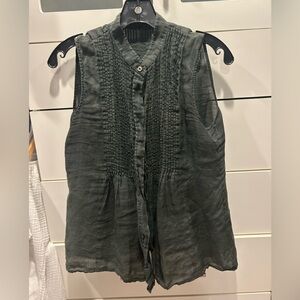 Theory Sleeveless Linen Top in black Small